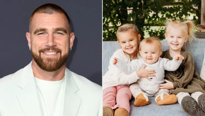 Travis Kelce Comments on Footage of Brother Jason Kelce Wrangling His Girls for Holiday Card