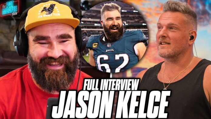 Pat McAfee heaps praise on Jason Kelce ahead of his retirement as he admits the Eagles star signing off in tears after Bucs defeat was a sad end: 'That's not how we wanna see any of our greats go out'