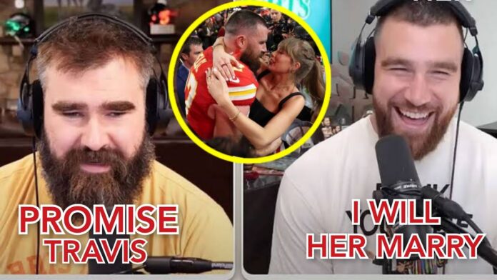 Travis Kelce fueled Taylor Swift engagement rumors and baby speculation on his podcast 'New Heights'—check out the clip