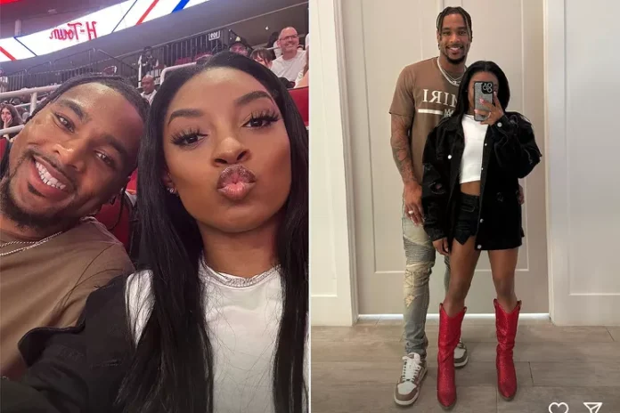 Simone Biles Rocks Glittery Red Cowboy Boots for Date Night with Husband Jonathan Owens