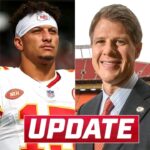 JUST IN: Travis Kelce Breaks Down in Floods of Tears as He Announces Shocking Retirement — The 36-minute press conference quickly turned from routine to unforgettable as Kelce struggled to hold back tears while reflecting on a legendary 12-season career. Patrick Mahomes watched in stunned silence as Kelce wiped his face repeatedly. But the moment that has fans talking was Travis Kelce’s Emotional message to Patrick Mahomes on his way out…SEE THE MESSAGE